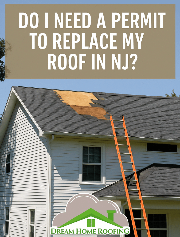 New shingle roof being installed on a Hamilton NJ home with no permit required, following New Jersey roofing regulations.